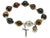 Sterling Silver Rosary Bracelet, Multi-color Tiger Eyes 10mm Elastic Bracelet