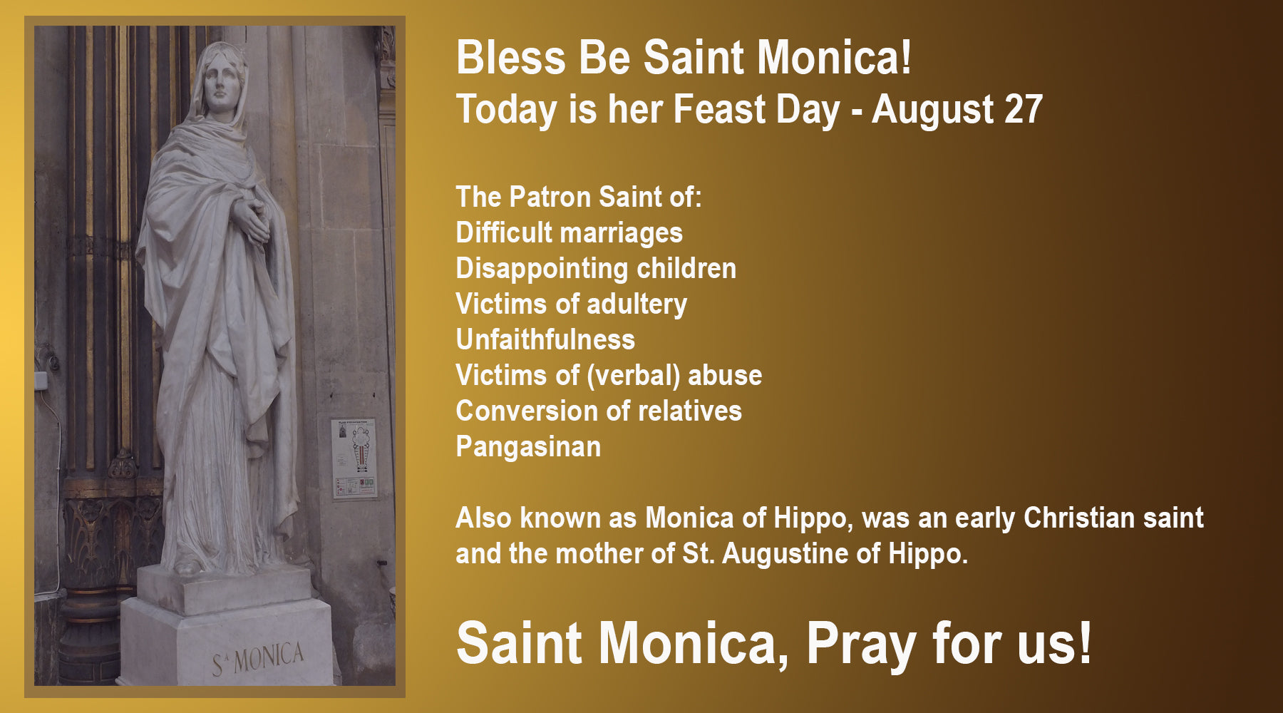 St monica deals feast day