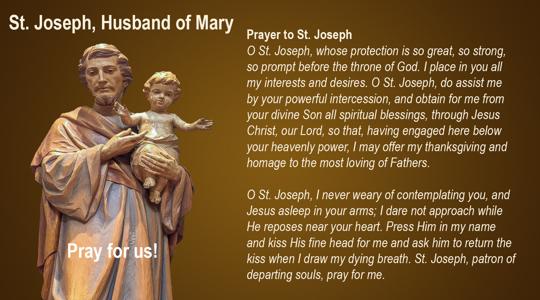 St. Joseph Day, Husband of Mary March 19