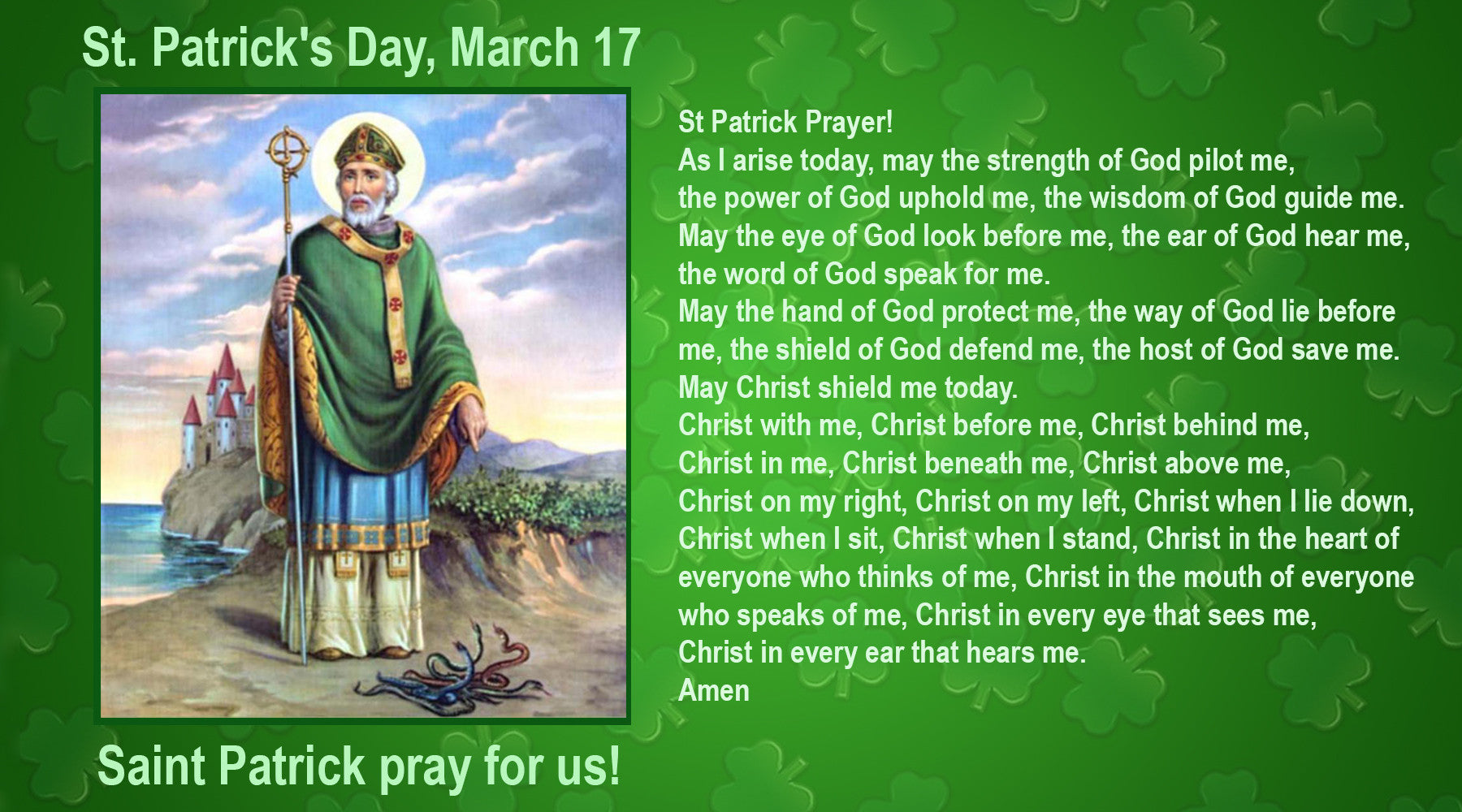 Saint Patrick's Day, March 17, St Patrick Prayer