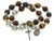 Sterling Silver Double Elastic Rosary Bracelet, Multi-Color Tiger Eyes