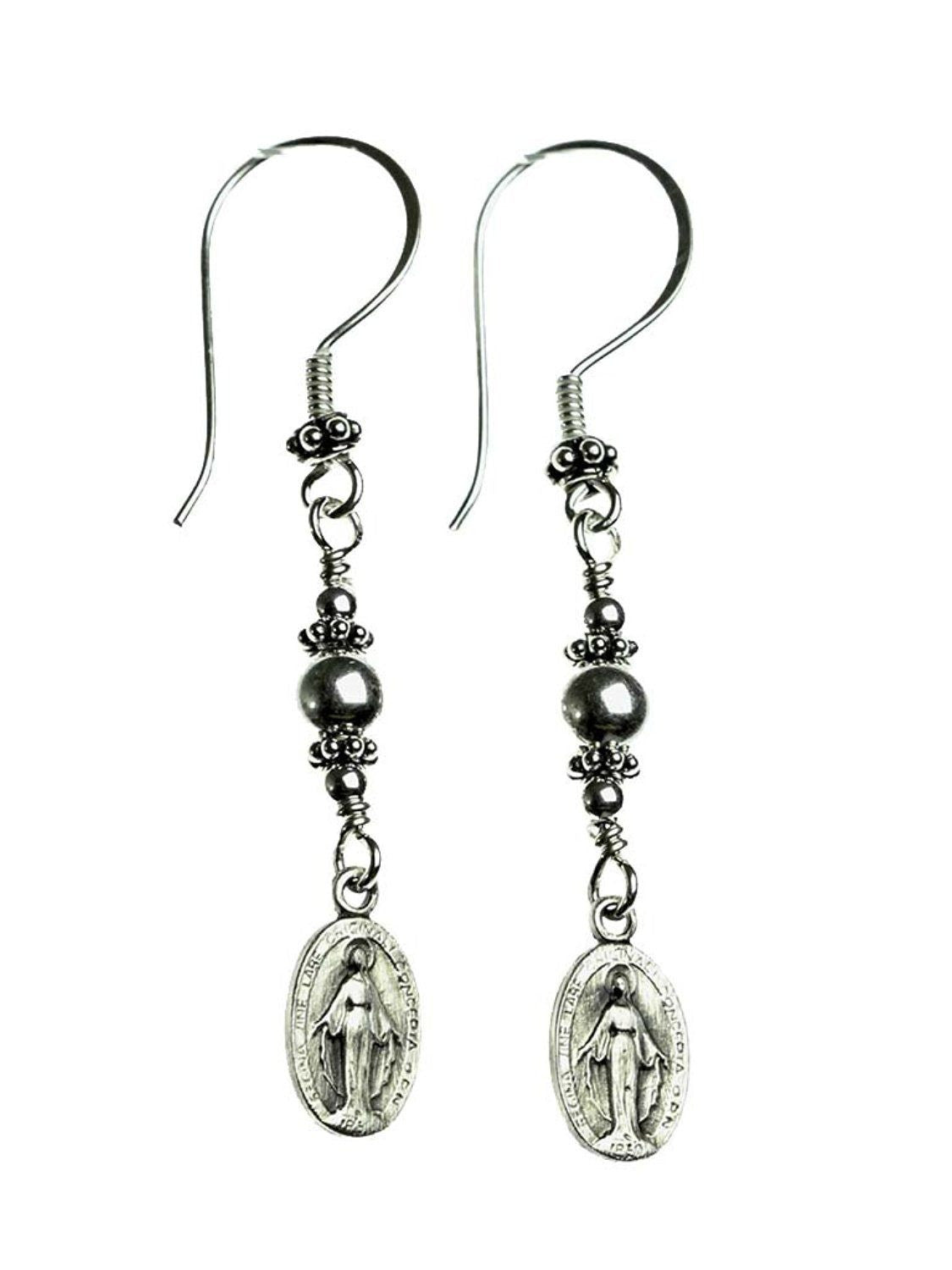 Handmade Sterling Silver Miraculous Medal Earrings