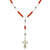 Sterling Silver 7 Sorrows Rosary Necklace Coral 6mm with Crucifix