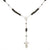 Sterling Silver Rosary Necklace with 6mm Faceted Onyx Gem beads